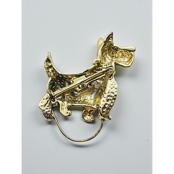 Vintage Scottie Dog Brooch Black Enamel-Gold Tone-Mid Century Costume Pin-Retro - Picture 4 of 6